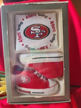 Baby Red & White Infant Shoes and Bib Set